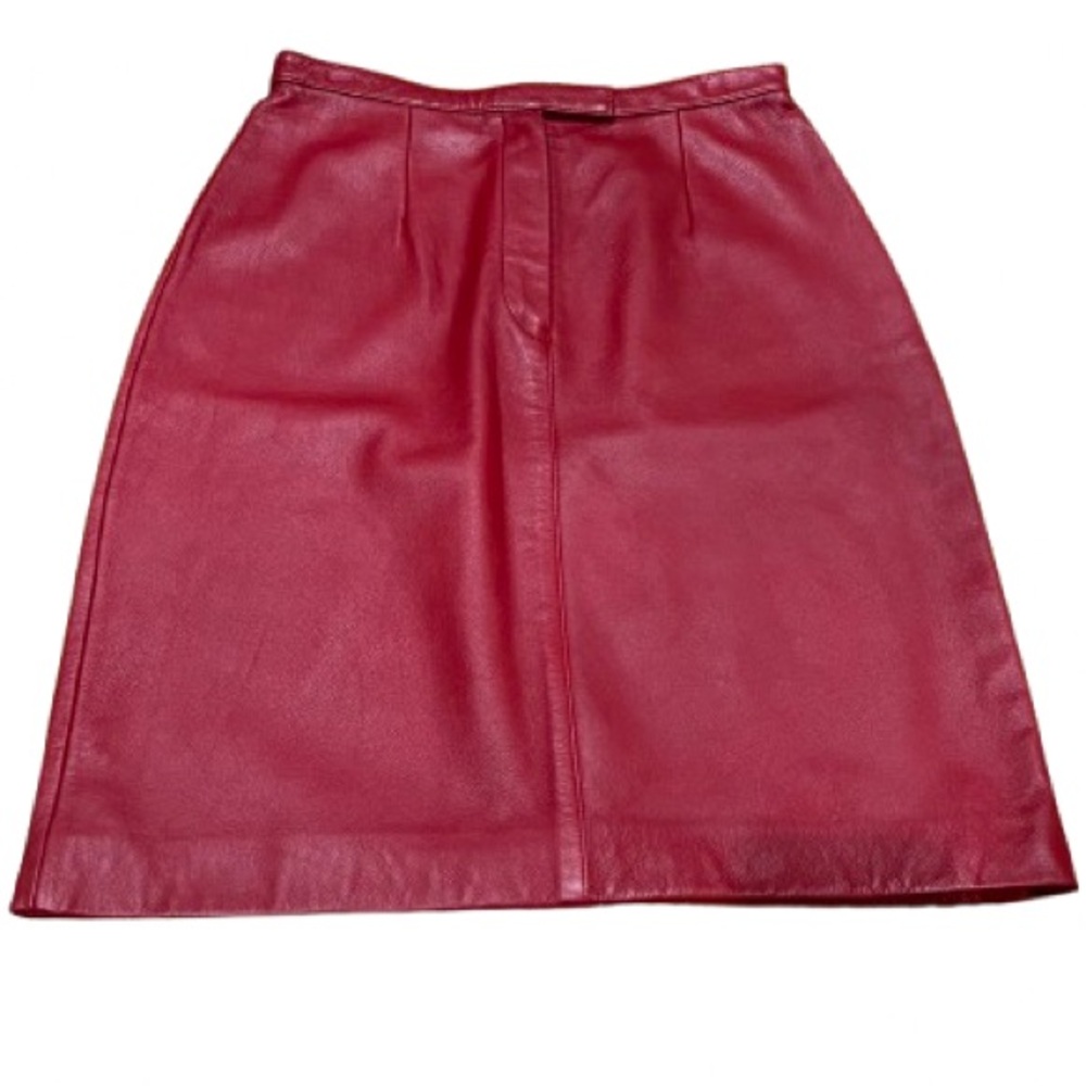 Tyler Boe Women’s 100% Leather Pencil Skirt Sz6 Red Rodeo Western Boho Festival
